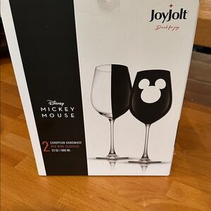 Jolt Black Mickey Mouse Wine Glasses - Pair unopened brand new